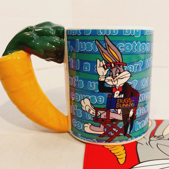 Vtg 1995 3D Bugs Bunny Coffee Mug  and Personal -sized Mat Warner Bros. - Picture 4 of 6